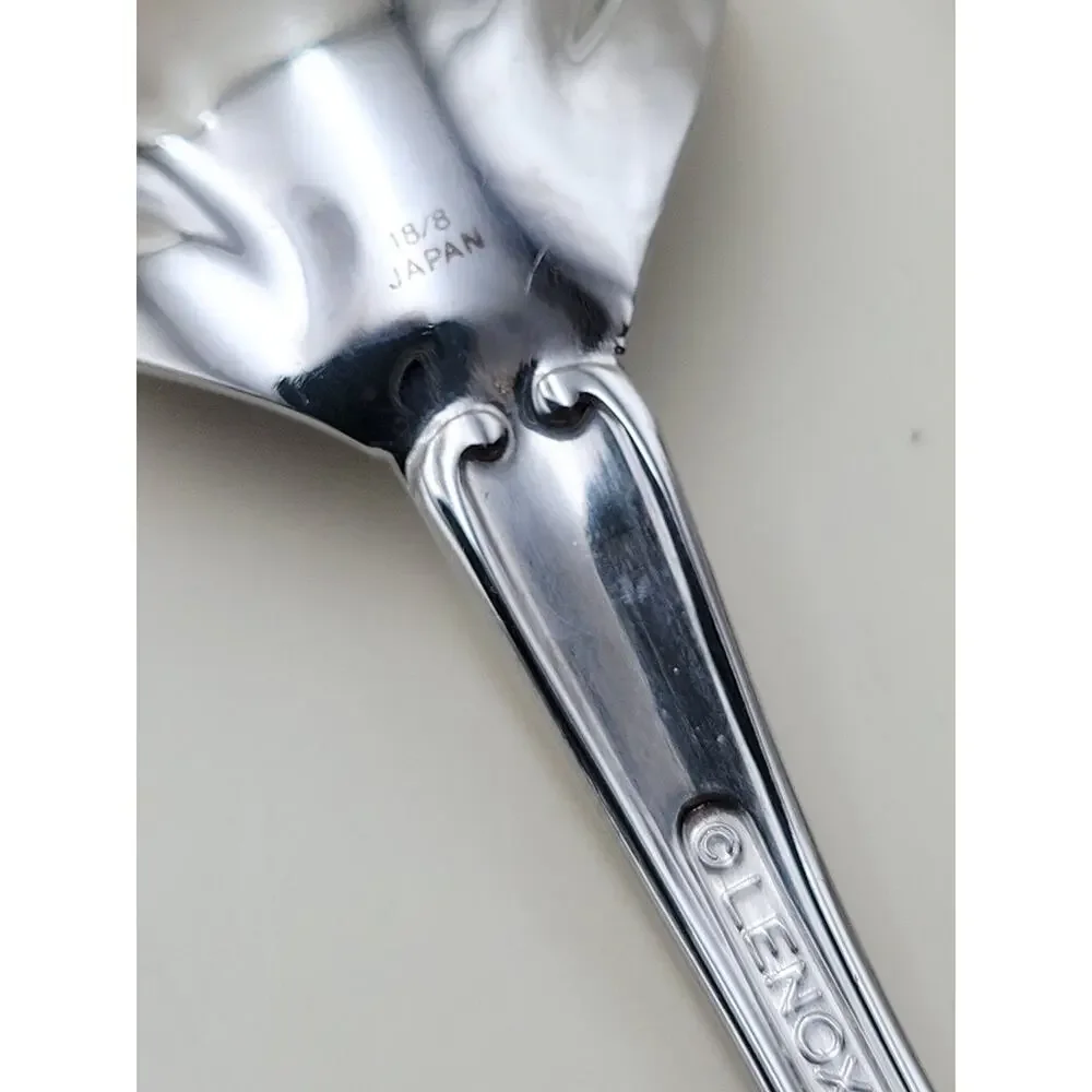 Lenox Holiday 18/8 Stainless Steel Serving Flatware Set of 11 Holly Gold Accent